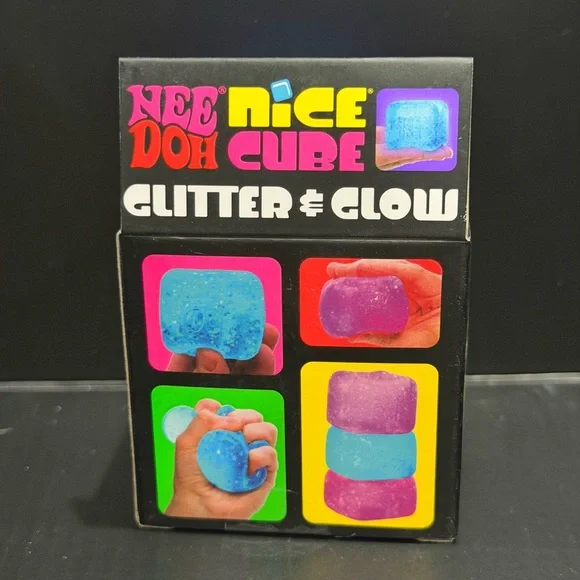 NWT NeeDoh Nice Cube Glitter Glow Purple Squeeze Fidget Tactile Sensory Toy - Picture 2 of 6